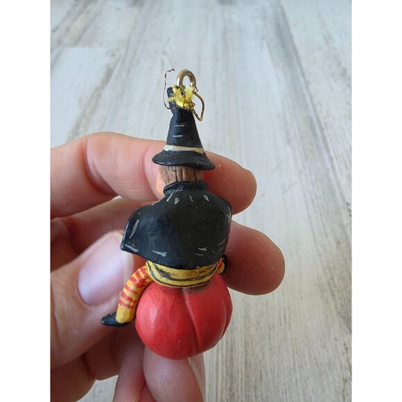 Dept 56 polliwoggs mini witch Halloween jack-o'-lantern cat ornament tree table - Picture 3 of 7